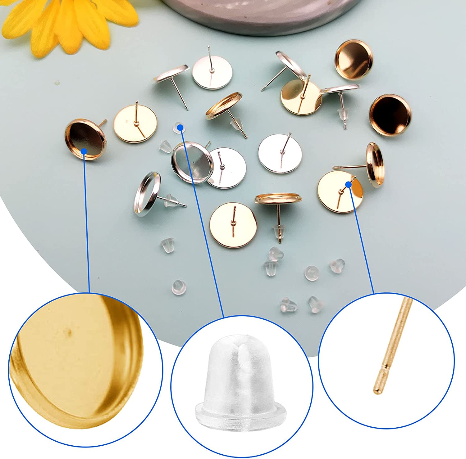 Blank Stud Earring Bezel for Jewelry Making,Stud Earring Kit
